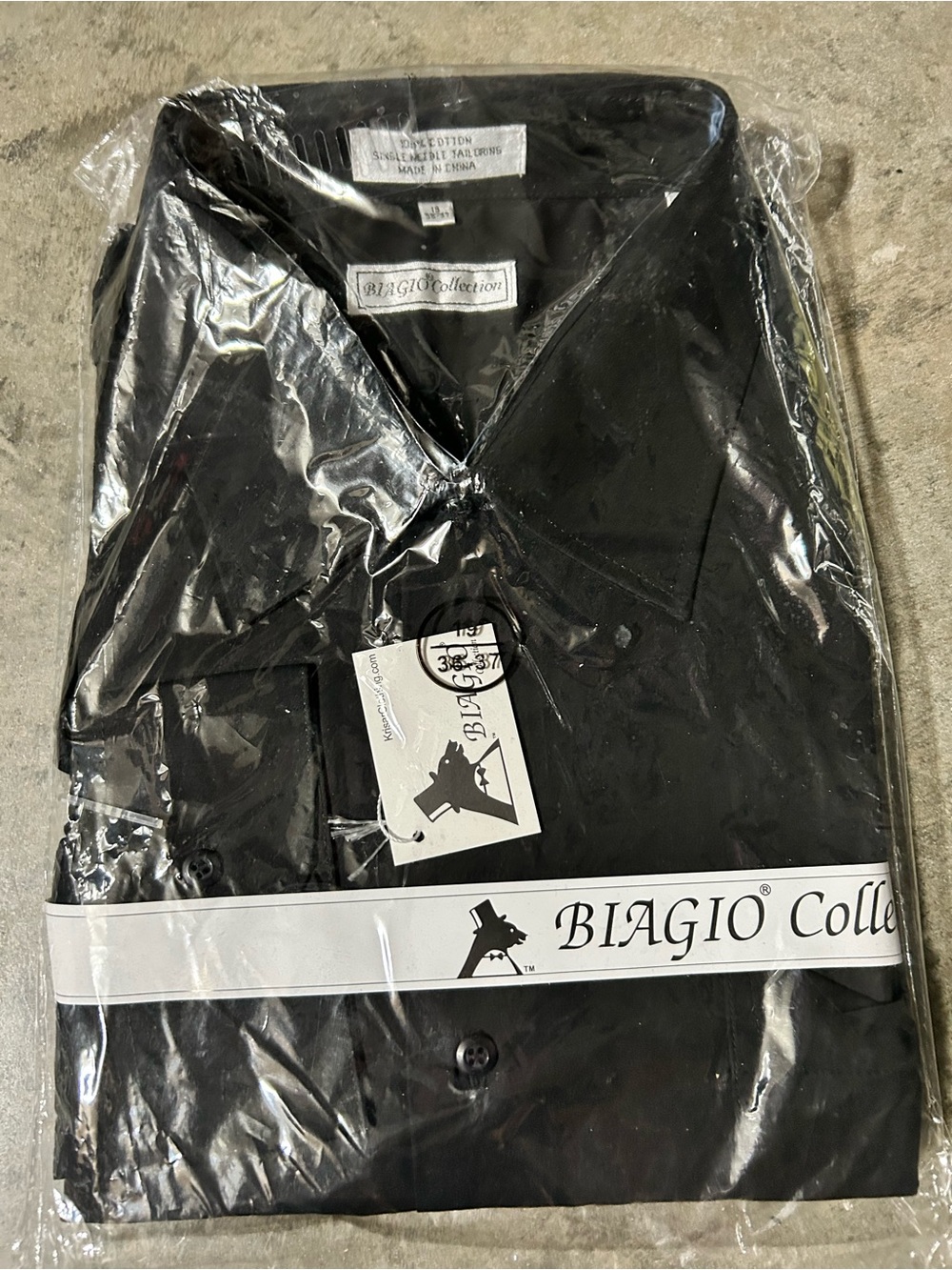 Biagio Collection Black Dress Shirt 15 36/37 NWT Formal Button Up